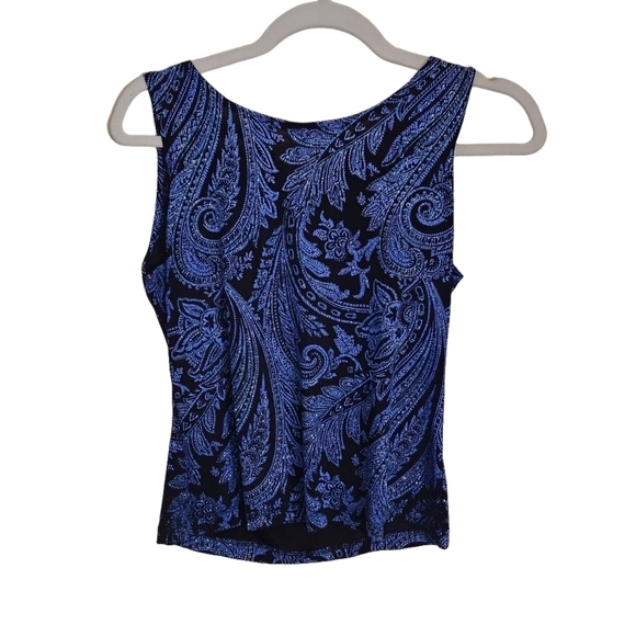 Vintage 90s Paisley Blue Black Glitter Twin Set Size S - Picture 3 of 5